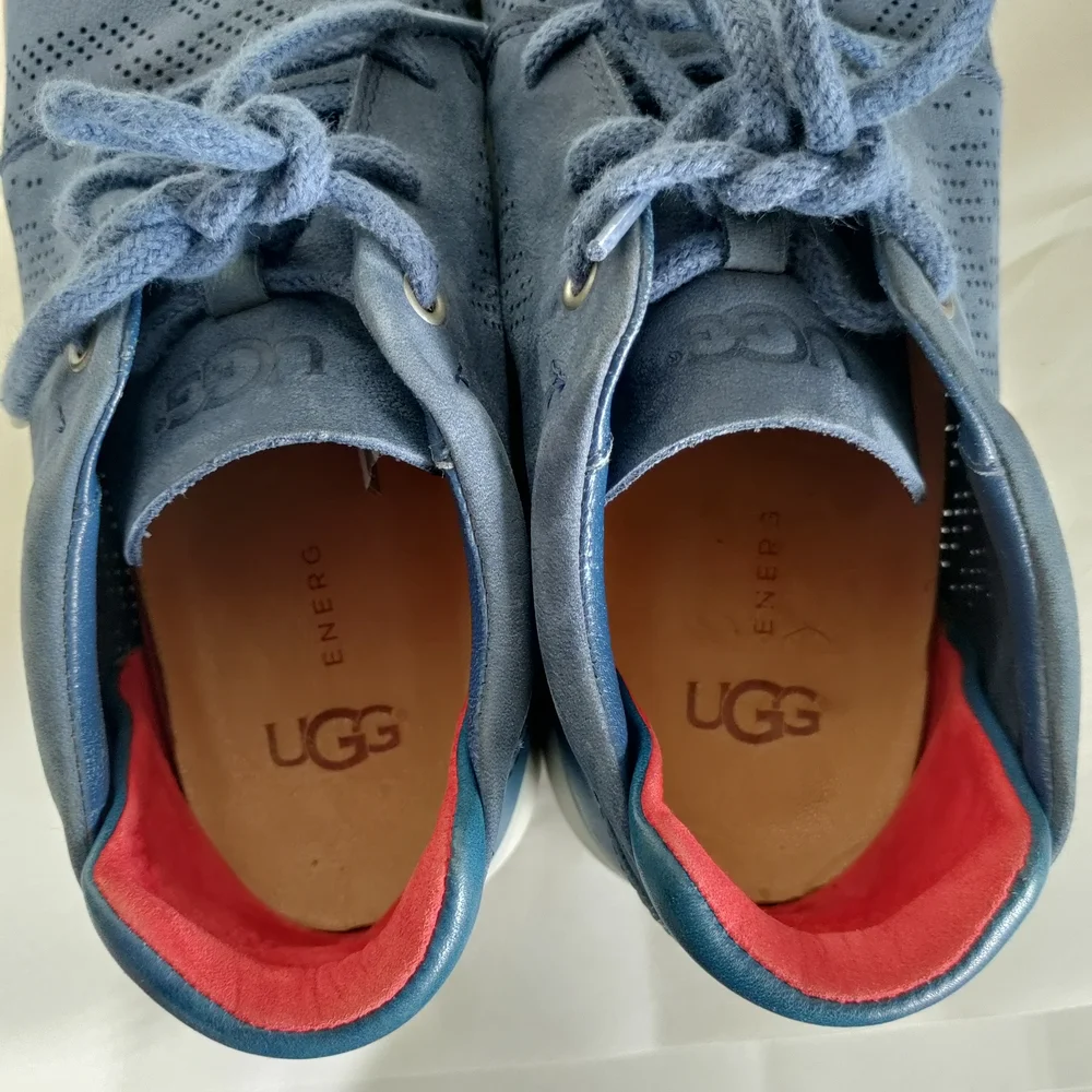 UGG Men's Larken Navy Suede Perforated Leather Lace-Up Sneakers‎
